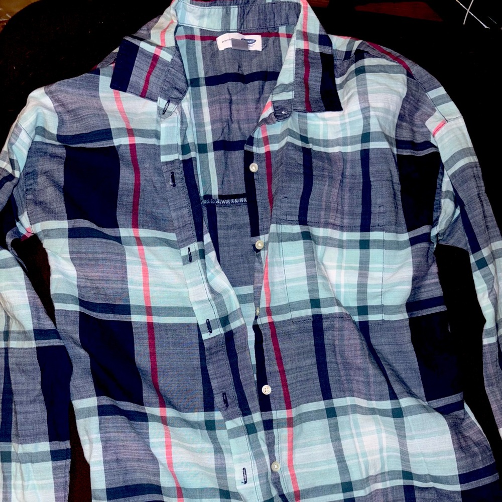 Stylish Multicolor old navy Plaid Button-Up Shirt